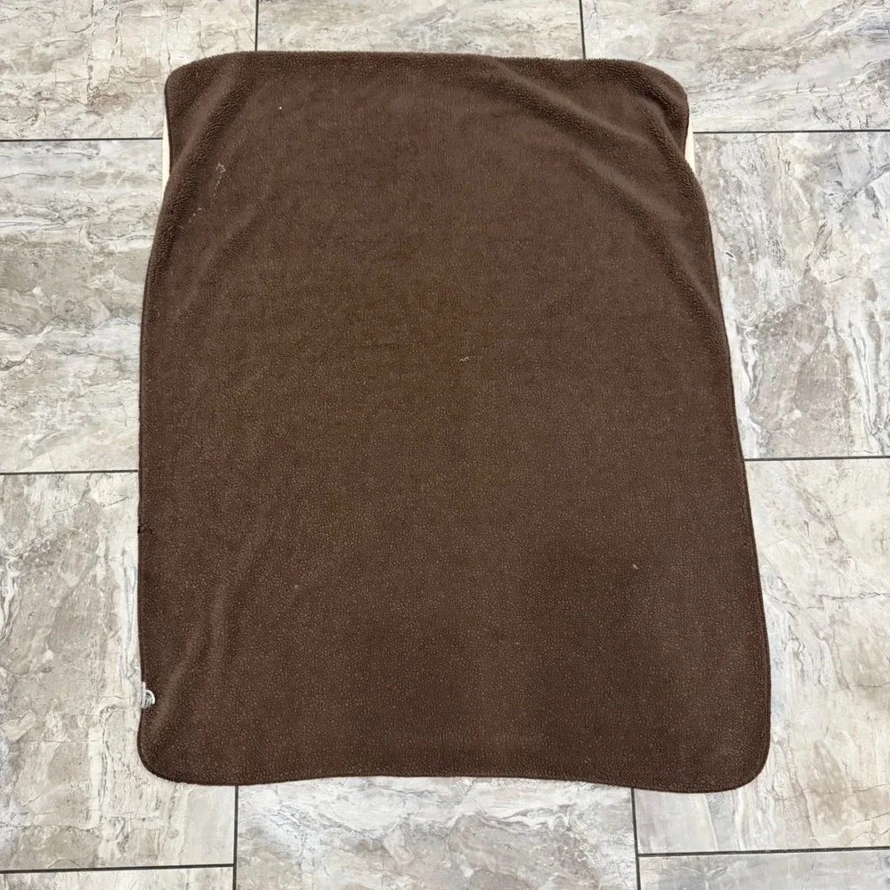 Little Monkey Polka Dot Baby Blanket Tan Brown Sherpa Fleece Reversible Plush